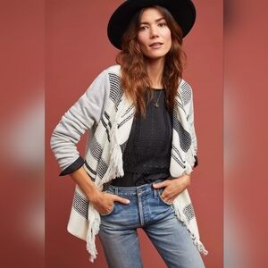 Women's Anthropologie Dolan Sonia Fringe Cardigan, Size Large